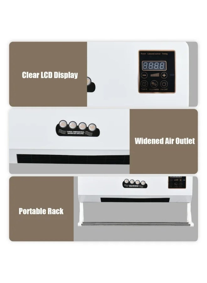 BlueFire PTC Wall Mounted Electric Heater 1800W, Indoor Space Heater with Digital Display, Remote Control, Adjustable Temperature Settings, 0–6 Hours Timer Function, Energy Saving Ceramic Heating System, Wall Installation Heater for Home Bedroom Office Dormitory, Model VT-3303 - Image 3